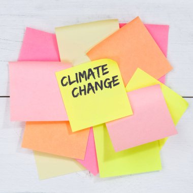 İklim değişikliği CO2 temiz hava koruma çevre doğa masa notu kağıt notları