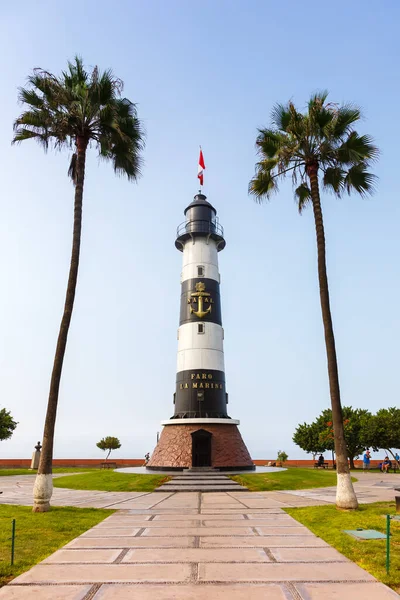 Lima Peru Leuchtturm Faro Marina Hochformat Wahrzeichen Miraflores — Stockfoto