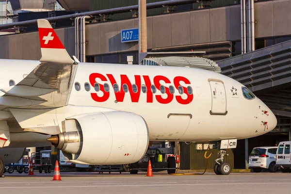 Zurich Switzerland July 2020 Swiss Airbus A220 300 Airplane Zurich — Stock Photo, Image