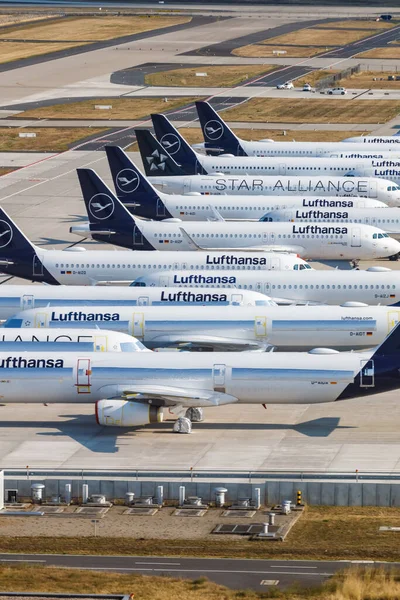 Berlin Tyskland Augusti 2020 Lagrade Lufthansa Flygplan Flygplan Coronavirus Corona — Stockfoto
