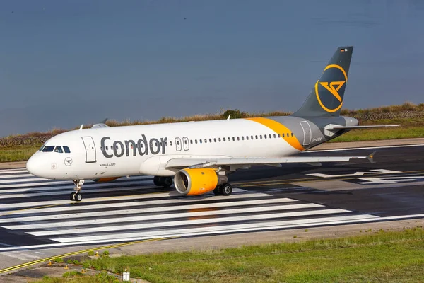 Corfu Grécia Setembro 2020 Avião Condor Airbus A320 Aeroporto Corfu — Fotografia de Stock