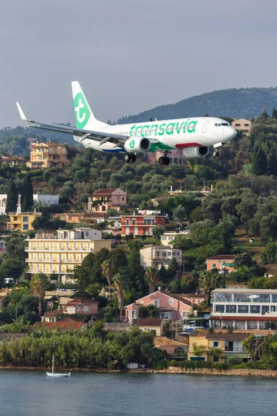 Corfu Griekenland September 2020 Transavia Boeing 737 800 Vliegtuig Corfu — Stockfoto