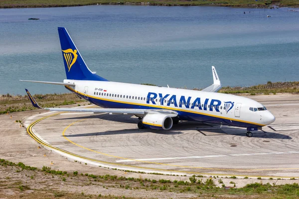 Corfù Grecia Settembre 2020 Ryanair Boeing 737 800 Aeroplano All — Foto Stock