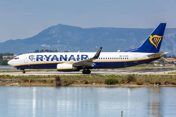 Corfù Grecia Settembre 2020 Ryanair Boeing 737 800 Aeroplano All — Foto Stock