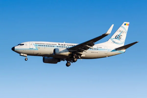Atene Grecia Settembre 2020 Tarom Boeing 737 700 Aeroplano Dai — Foto Stock