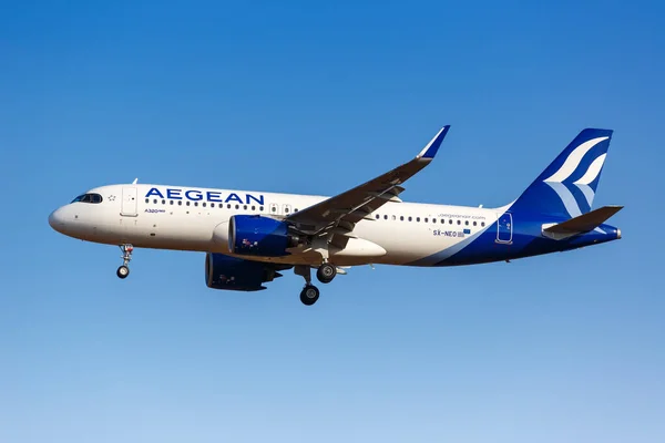 Atina Yunanistan Eylül 2020 Ege Havayolları Airbus A320Neo Uçağı Yunanistan — Stok fotoğraf