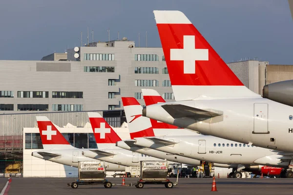 Zurich Switzerland July 2020 Swiss Air Lines Airplane Tails Zurich — Stock Photo, Image
