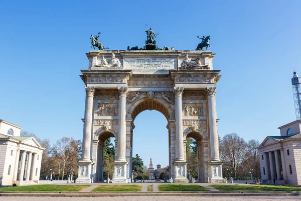 Milaan Arco Della Pace Milano Vrede Triomfboog Poort Reizen Stad — Stockfoto