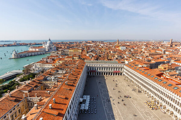 Venice Piazza San Marco Square from above overview travel traveling holidays vacation city town in Italy