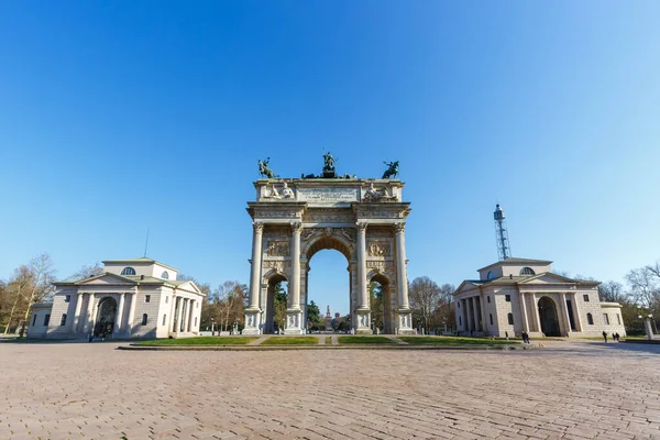 Milaan Arco Della Pace Milano Vrede Triomfboog Poort Reizen Stad — Stockfoto