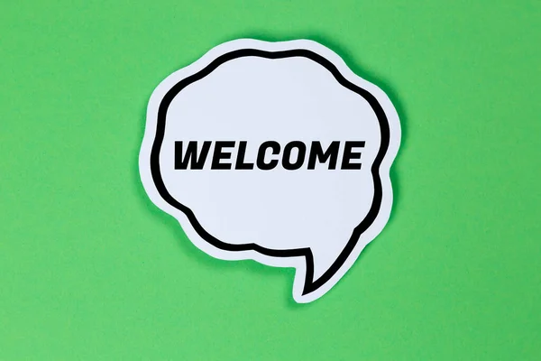 Welkom Speech Bubble Communicatie Concept Praten Zeggen Praten Zeggen Zeggen — Stockfoto