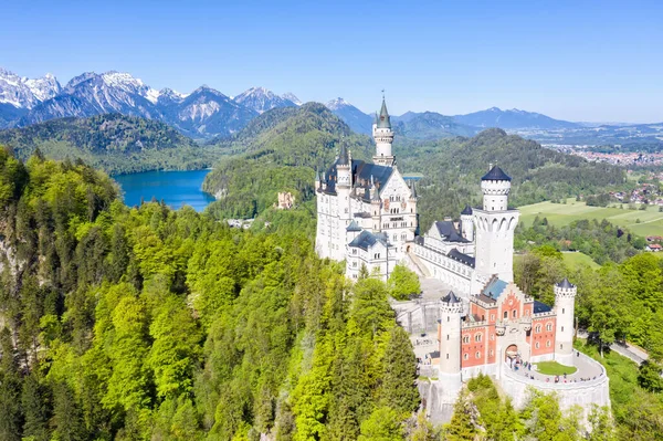 Замок Нойшванштайн Замок Воздушный Вид Альпы Ландшафтный Дворец Путешествий Баварии — стоковое фото