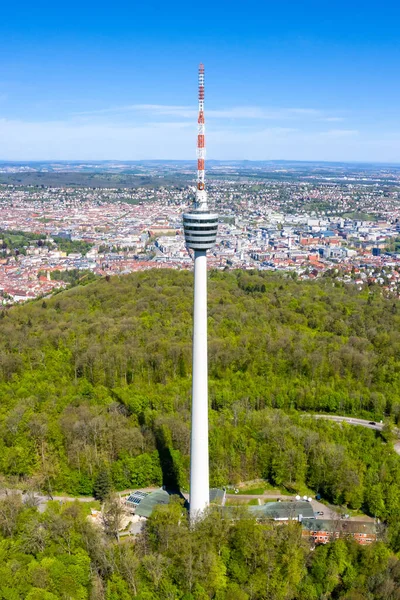 Stuttgart Fernsehturm Skyline Luftaufnahme Hochformat Stadt Architektur Reisen Deutschland — Stockfoto