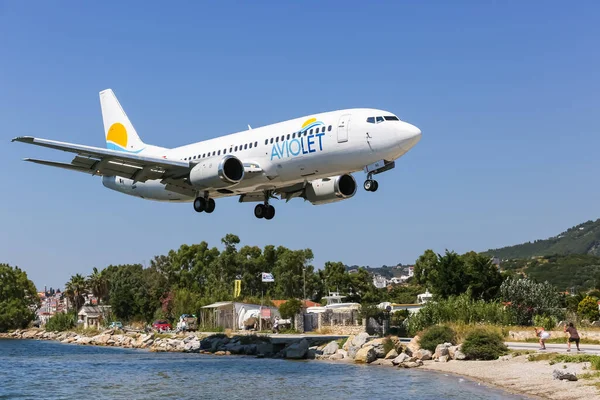 Skiathos Grécia Junho 2015 Aviolet Boeing 737 300 Avião Aeroporto — Fotografia de Stock