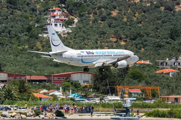 Skiathos Griechenland Juni 2015 Blu Express Boeing 737 300 Flugzeug — Stockfoto
