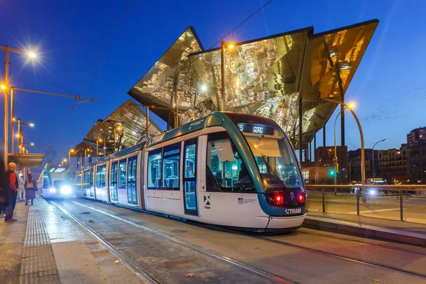 Βαρκελώνη Ισπανία Φεβρουαρίου 2022 Modern Alstom Citadis Light Rail Tram — Φωτογραφία Αρχείου