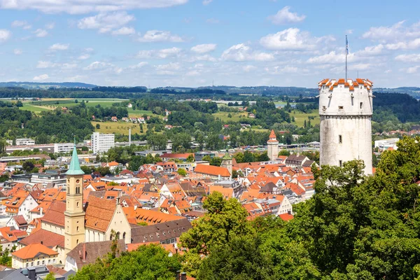 Vista Della Città Ravensburg Dall Alto Con Torre Mehlsack Turm — Foto Stock