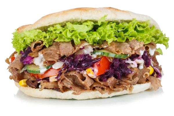 Doner Kebab Doner Kebap Fast Food Dans Pain Plat Isolé — Photo