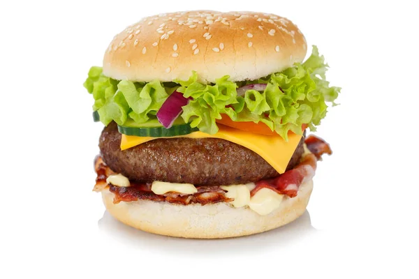Hamburger Cheeseburger Fastfood Rychlé Občerstvení Izolované Bílém Pozadí Občerstvení — Stock fotografie