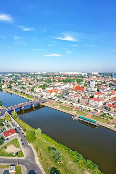 Luftaufnahme Von Gorzow Wielkopolski Hochformat Stadt Stadt Der Warthe Reise — Stockfoto