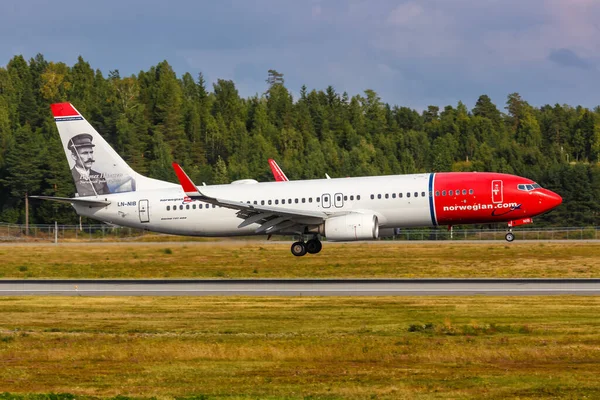 Oslo Norveç Ağustos 2022 Norveç Boeing 737 800 Norveçli Uçak — Stok fotoğraf
