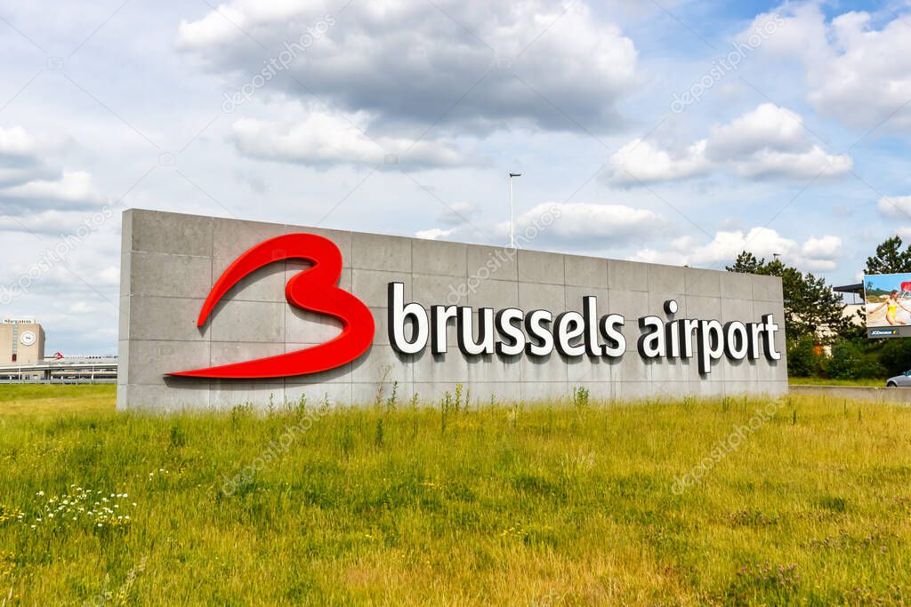 Brussels, Belgium - May 21, 2022: Logo of Brussels Airport (BRU) in Belgium.