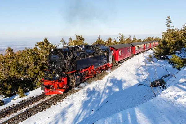 Brockenbahn Ferroviária Locomotiva Vapor Montanha Brocken Alemanha — Fotografia de Stock