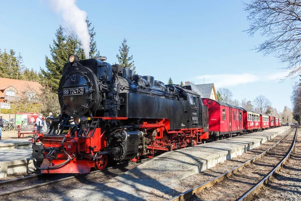 Brockenbahn Parní Lokomotivy Železniční Stanici Drei Annen Hohne Německu — Stock fotografie