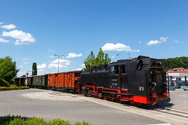 Ochsle Parní Vlak Lokomotiva Železniční Železniční Portrét Formát Blízkosti Ochsenhausen — Stock fotografie