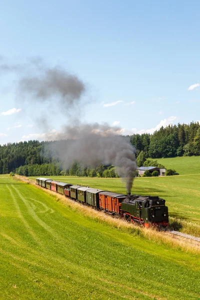 Ochsle Trem Vapor Locomotiva Ferroviário Formato Retrato Perto Ochsenhausen Wennedach — Fotografia de Stock