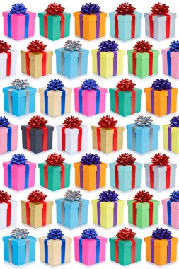 Noel hediyeleri koleksiyonu arkaplan sunar doğum günü hediyesi sunar beyaz üzerinde izole edilmiş deco portre biçimi