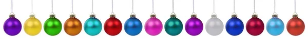 Raccolta Palle Decorazione Natale Baubles Banner Colorato Molti Fila Isolato — Foto Stock