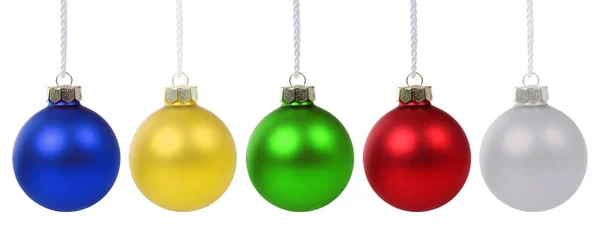 Set Van Kerstversiering Ornament Met Kleurrijke Ballen Veel Kerstballen Geïsoleerd — Stockfoto