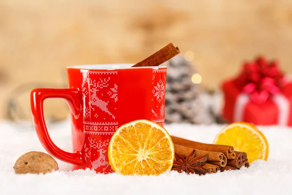 Glühwein Oder Heißer Tee Weihnachtsdekoration Wintergetränk — Stockfoto