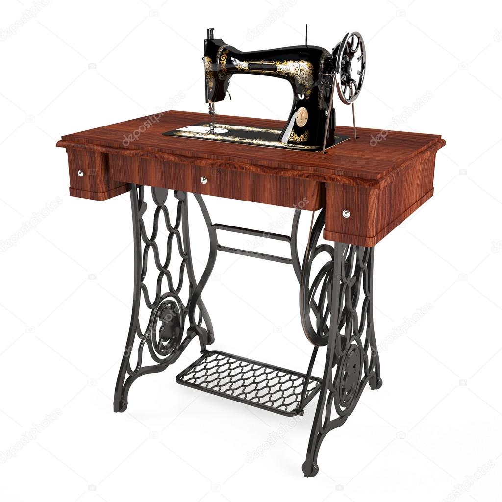 The old vintage sewing machine isolated