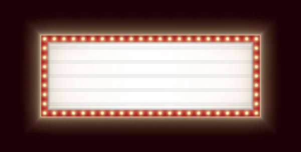 Koyu bir arka planda izole edilmiş ampullü Retro ışık kutusu. Klasik tiyatro tabelaları..