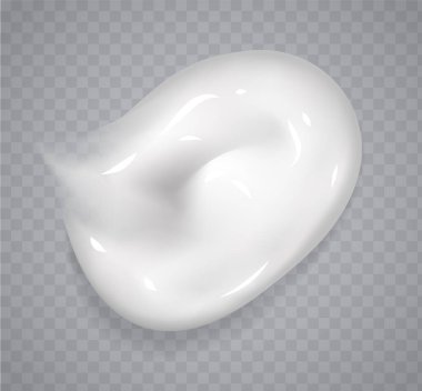 Beyaz krem lekesi, şeffaf arka planda izole edilmiş. Gerçekçi kozmetik güzellik ürünleri örneği.