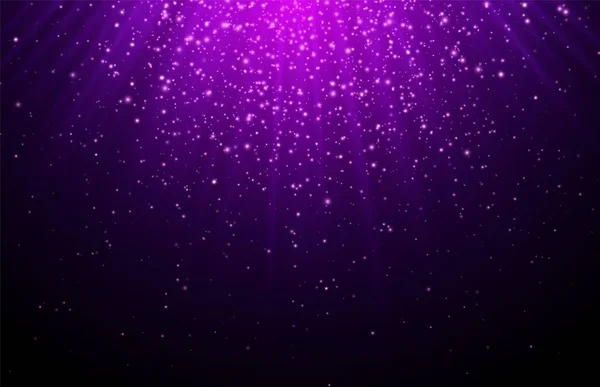 Esplosione di stelle viola con scintille rosa, starburst cosmico, effetto luce vettoriale. — Vettoriale Stock