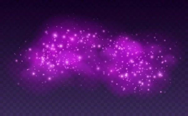 Magic Cloud Sparkles Purple Fairy Stardust Sparks Shiny Fog Witch — Vetor de Stock