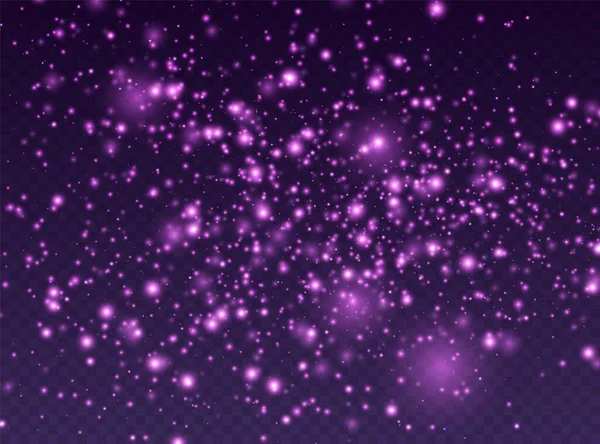 Brillos Mágicos Polvo Estrellas Hadas Púrpura Con Chispas Partículas Voladoras — Vector de stock