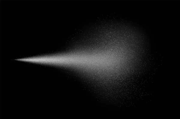 Water spray effect, realistic cosmetic mist, transparent atomizer splash. White fragrance aerosol texture, abstract cosmetic haze isolated on black. Vector illustration.