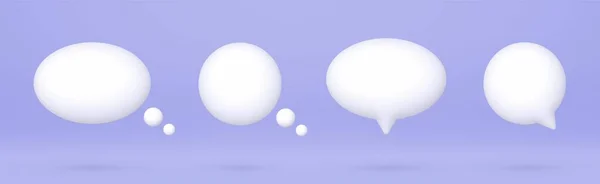 Speech Bubbles Set Realistic White Chat Dialogue Quotes Social Media — Stockvector