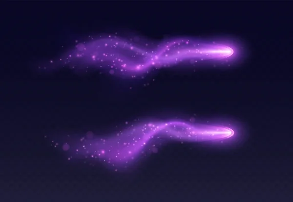 Purple Light Trail Magic Stardust Haze Sparkles Realistic Fantasy Game — Vetor de Stock