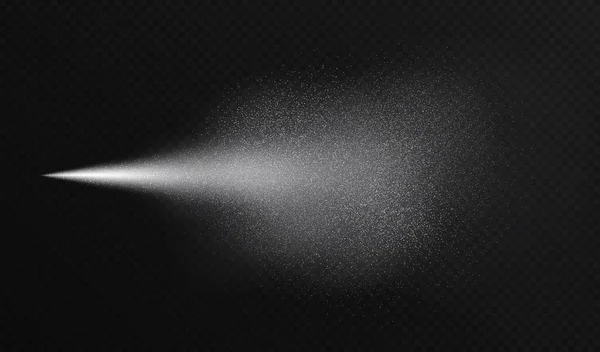 Water spray effect, realistic cosmetic mist, transparent atomizer splash. White fragrance aerosol texture, abstract cosmetic haze isolated on black. Vector illustration.