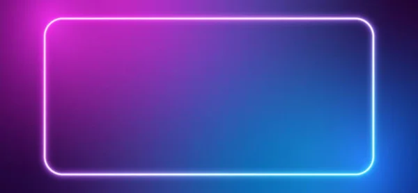 Neon Frame Blue Pink Gradient Rectangular Glowing Border Vector Light — 图库矢量图片
