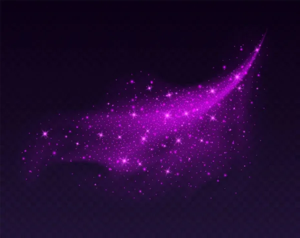 Magic Cloud Sparkles Purple Fairy Stardust Sparks Shiny Fog Witch — Stockvector