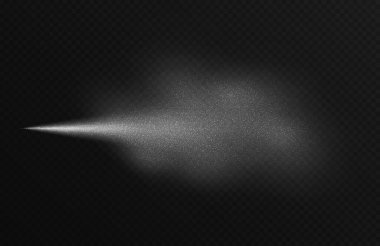 Water spray effect, realistic cosmetic mist, transparent atomizer splash. White fragrance aerosol texture, abstract cosmetic haze isolated on black. Vector illustration.