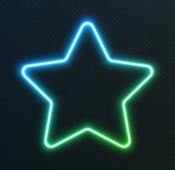 Gradient Neon Csillag Kék Zöld Izzó Határ Elszigetelt Sötét Háttérrel — Stock Vector