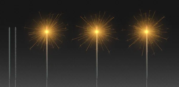 Bengal Light Realistic Christmas Sparkler Shiny Firecracker Wands Set New — ストックベクタ