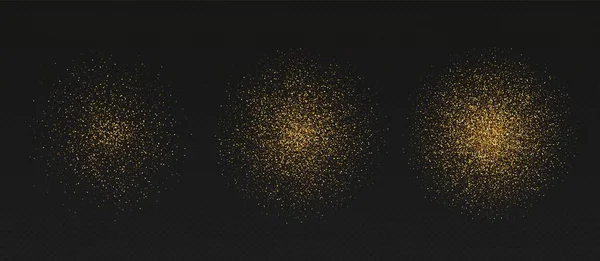 Goldener Glitzerstapel Glänzender Sternenstaub Luxuriös Schimmernde Teilchen Runder Form Mit — Stockvektor